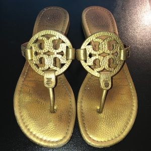 Tory Burch Gold Metallic “Miller” Sandals
